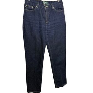 Lauren Jeans Co Ralph Lauren Petite Womens Dark Wash Denim Straight Leg Size 10P